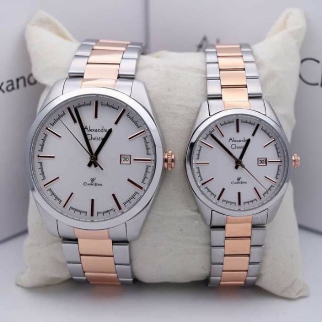 Alexander Christie AC8560 AC 8560 Silver Kombinasi Couple Watch Original