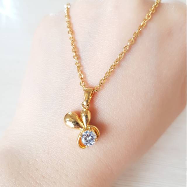 Kalung fashion titanium gold motif rabbit import antikarat R1