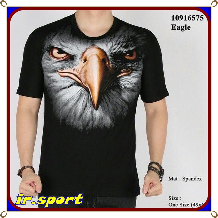 Kaos Elang 3D baju distro motif fauna animal binatang