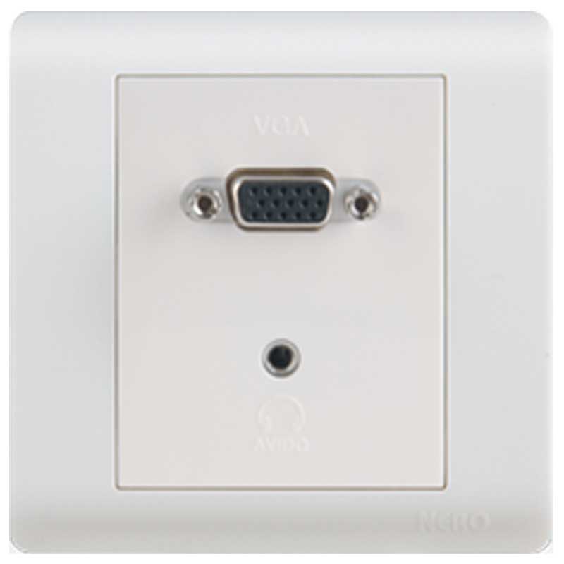 CASA F1680 - White 2 Gang VGA + 3.5mm Mini Audio Socket NERO