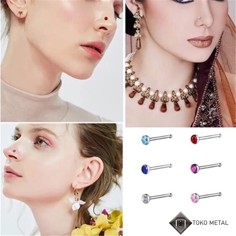 ANTING HIDUNG/NOSE STUD BOX MIKA 24 PCS UNTUK WANITA &amp; PRIA [ TOKOMETAL ]