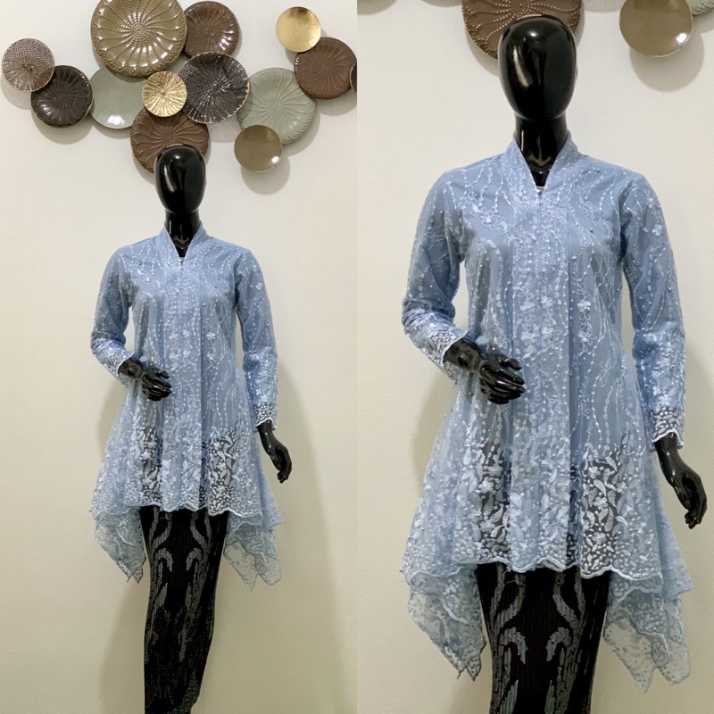kebaya kartini TuLE waka / kebaya modern / Kebaya remaja / Kebaya ocean / Kebaya bali / Kebaya wisuda / Kebaya brukat-Baby blue