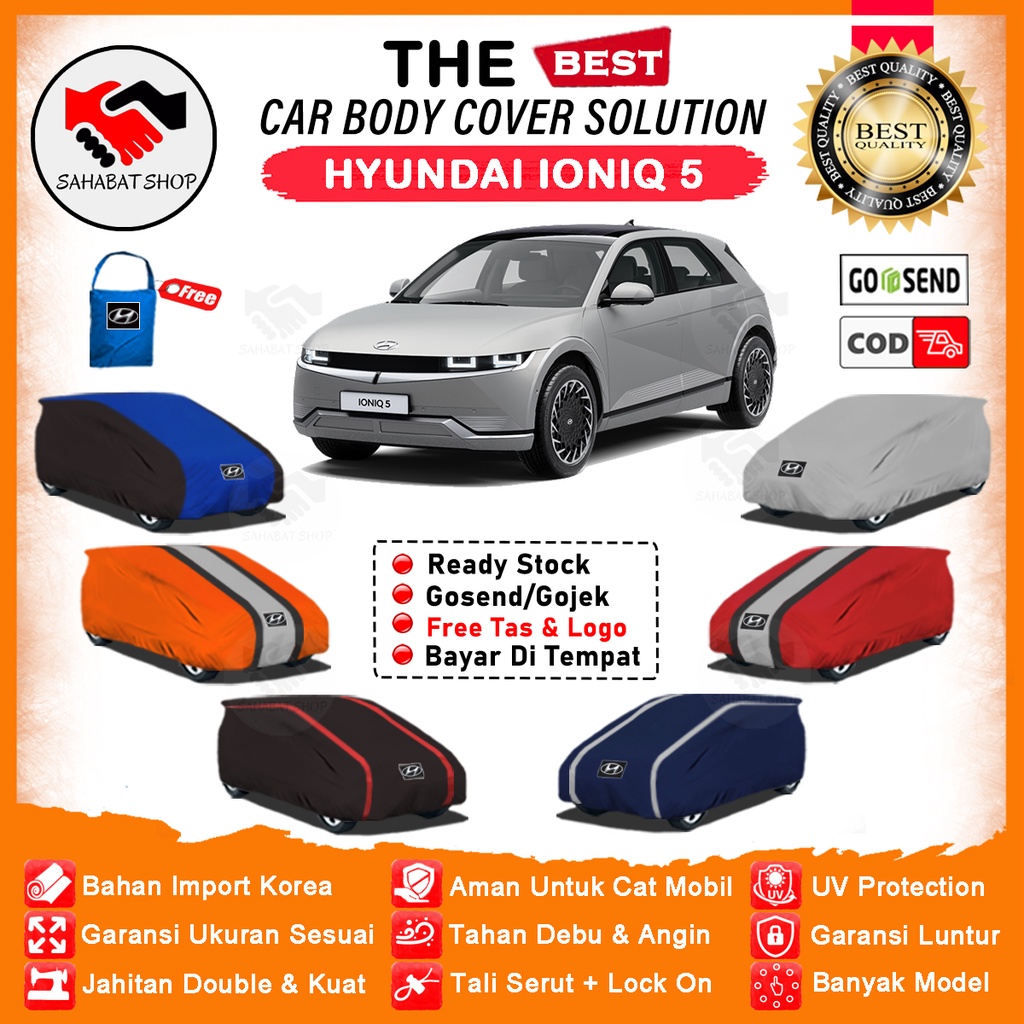 Sahabat Body Cover Mobil Ioniq /  Sarung Penutup Hyundai Ioniq 5 Outdoor / Selimut Tutup Mantol Jas Kerudung Pelindung Mantel Kerodong Kelambu Tutupan Bungkus Pembungkus Terpal Mobil Hyundai Ioniq 5  Anti Air Waterproof Model Orange