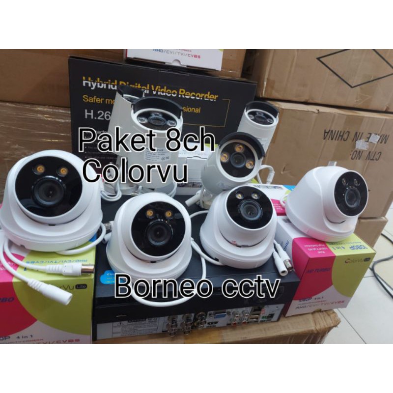 Paket cctv 8ch 2mp 1080p turbo hd colorvu malam tetap berwarna new cctv colorvu