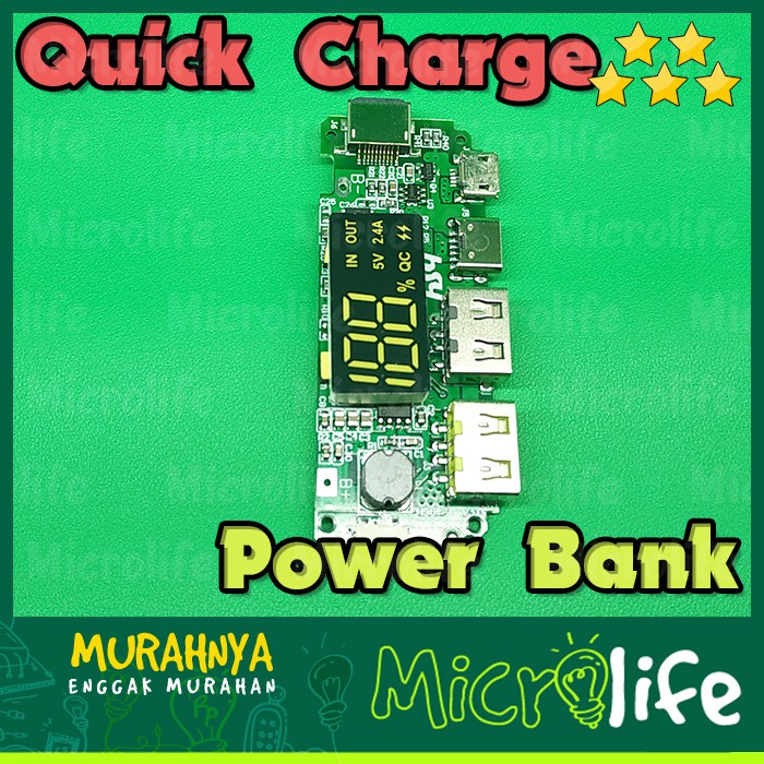 QUICK CHARGE QC3.0 QC2.0 POWER BANK DUAL MICRO USB TYPE C MODULE 18650