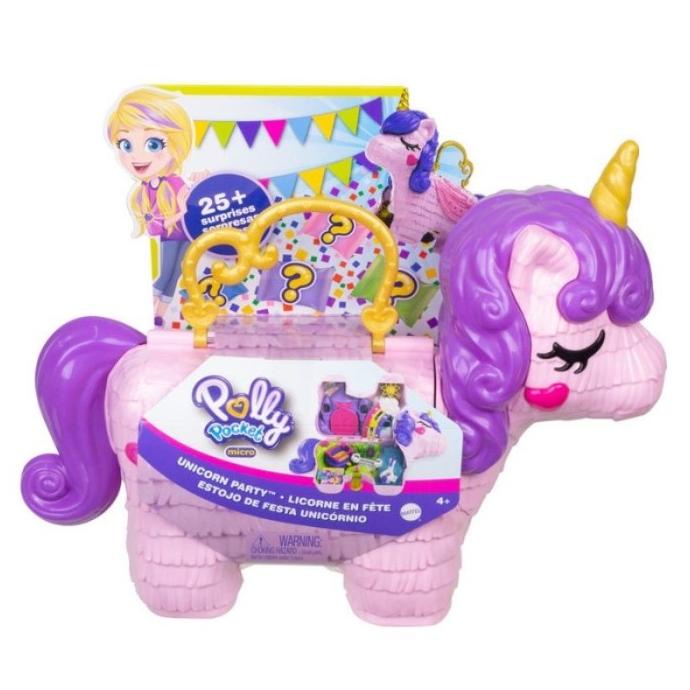 PROMO FIGURE // POLLY POCKET UNICORN PARTY LARGE COMPACT PLAYSET 25+ SURPRISE PENGIRIMAN CEPAT