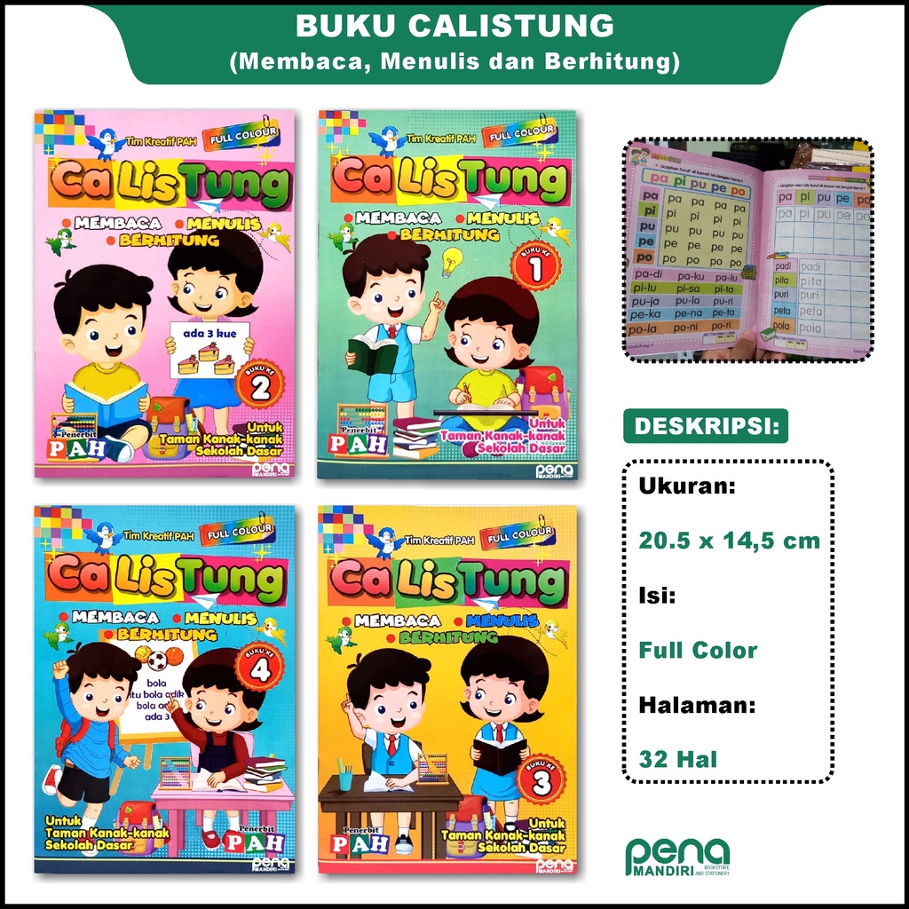 Buku Ketrampilan Calistung Jilid 1 2 3 4 Untuk Anak PAH