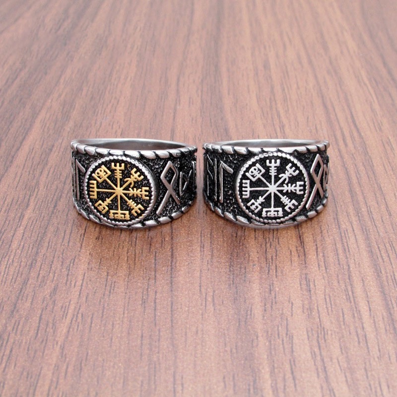 Slavic Cincin Pria Desain Kompas Gaya Retrovikingcasualtrendy Untuk Pestahadiah