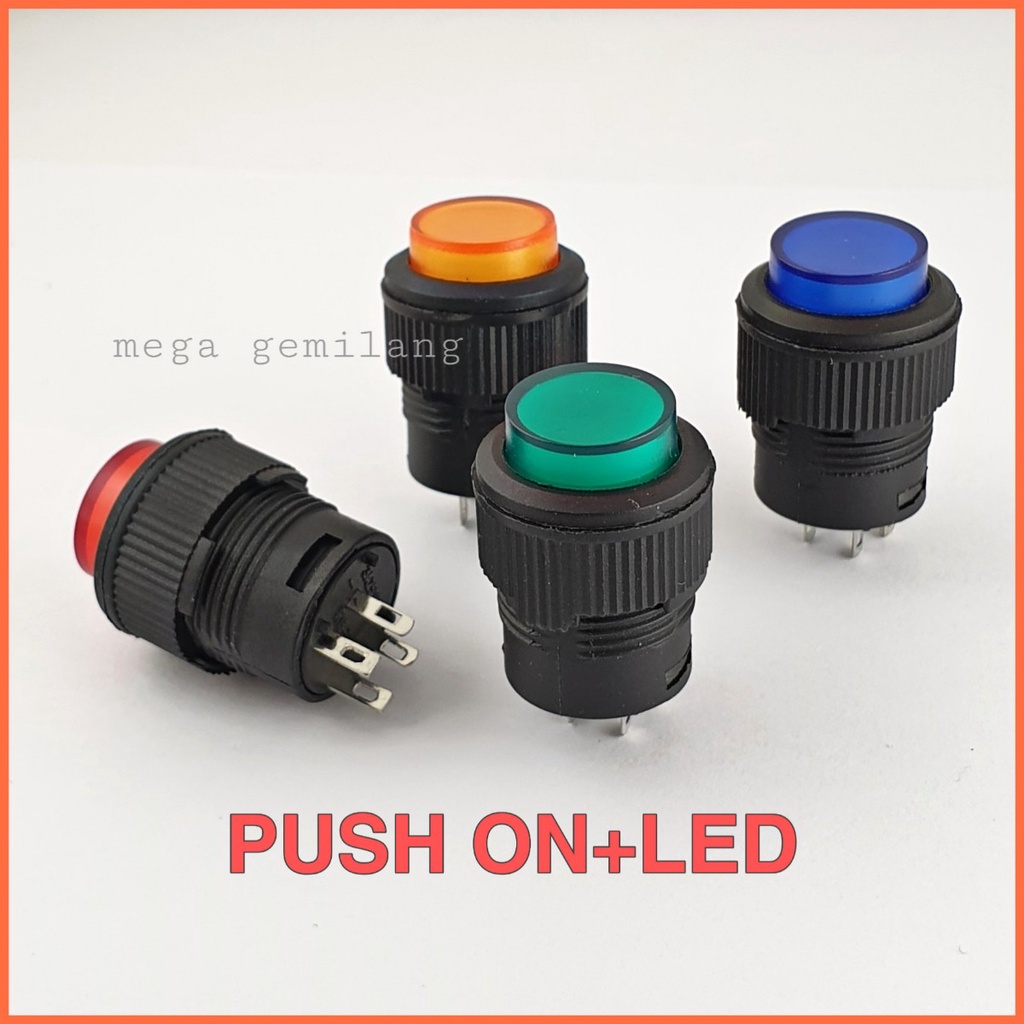 Saklar Push on plus Led R16-503
