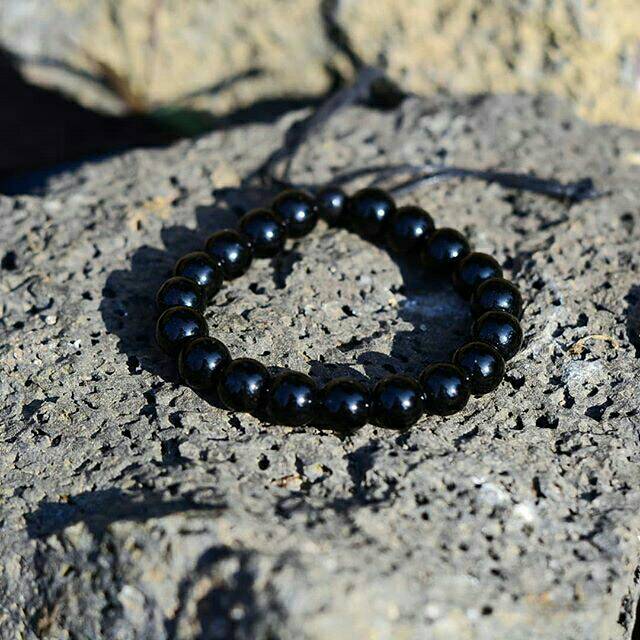 Gelang Pria Wanita Keren Batu Hitam Black Onyx