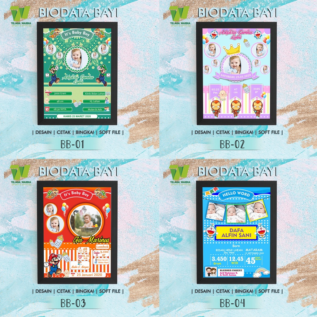 Biodata Bayi Pigura Figura Bingkai Biodata Anak Frame Bio Baby Bingkai Kaca