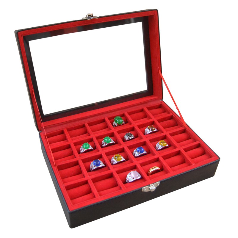 Exclusive Black Red Ring Box organizer For 24 Ring