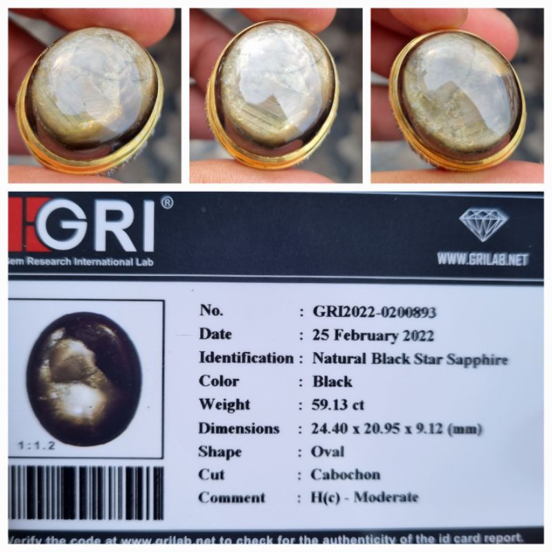 Natural Bangsing Jumbo Black Star Sapphire Memo 59.13 crt