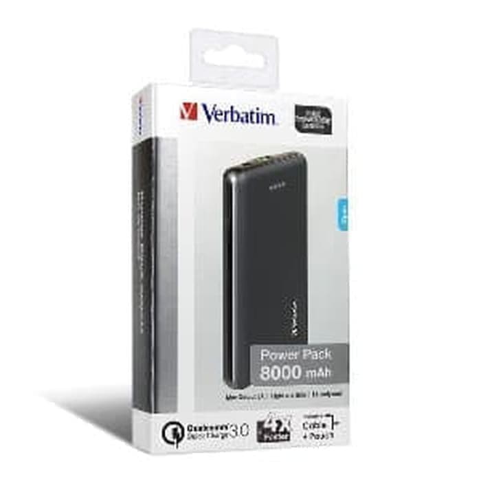 Verbatim Power Bank 8000mAh Li-polymer QC 3.0 Qualcomm Type C USB Dan Micro USB PowerBank Verbatim