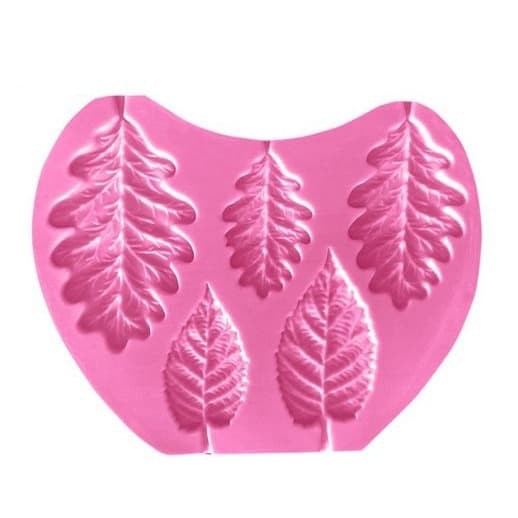 3D Silicon Mold Fondant Cake Decoration - 5 Cavity 2 Leaves Modelling