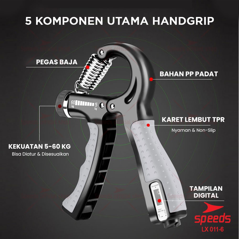 SPEEDS Handgrip Hand Grip 5-60Kg Alat Fitness Tangan Olahraga Gym Fitness 011-6