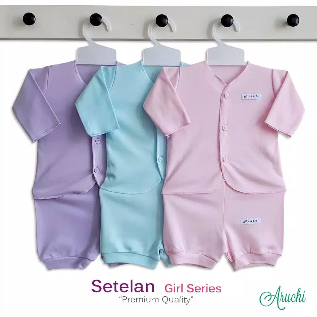 PROMO ARUCHI SETELAN POLOS / SALUR PANJANG BOY GIRL NEW BORN ( NB ) ( 0-3 BULAN ) BAJU ANAK