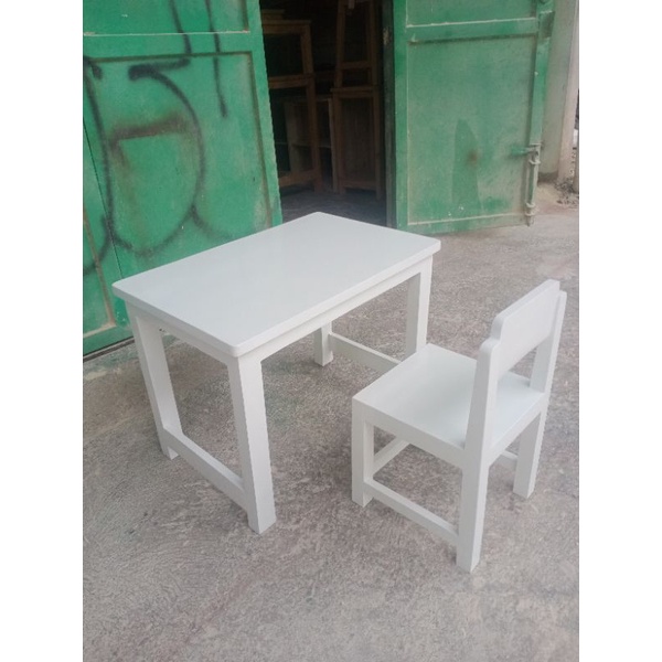 Meja +  kursi anak TK/ PAUD CUSTOM putih