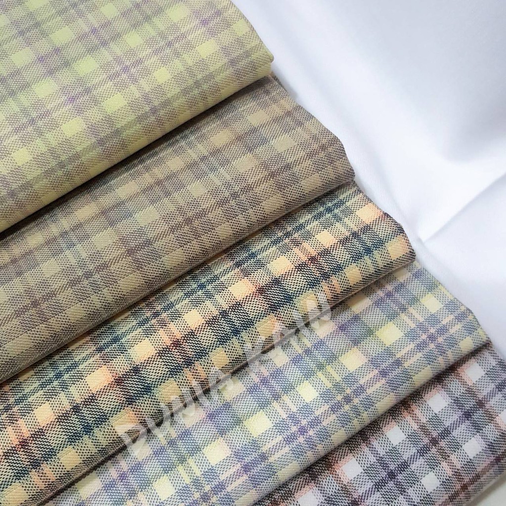 Bahan Kain seragam baju pakaian celana kain kotak - kotak merek Avano