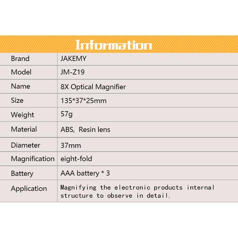 Jakemy JM-Z19 Kaca Pembesar 8X Magnifying Glass