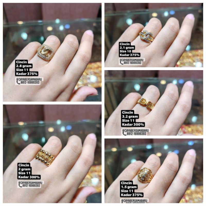 Cincin size 10-11 emas muda kadar 300/375%
