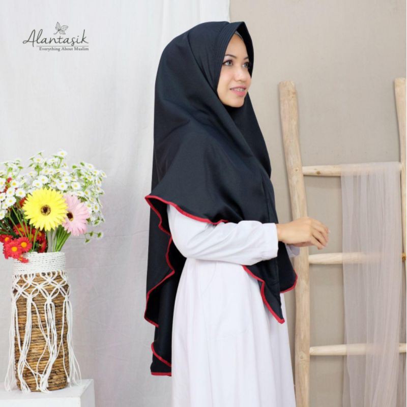 Alatasik - jilbab khimar arima / hijab cantik penguin / jumbo list hitam R.25