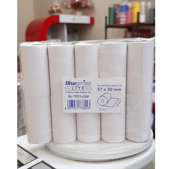 

Thermal Struk /thermal paper Blueprint uk. 57x30mm - PerPack isi 10pcs (thermal/kertas termal)
