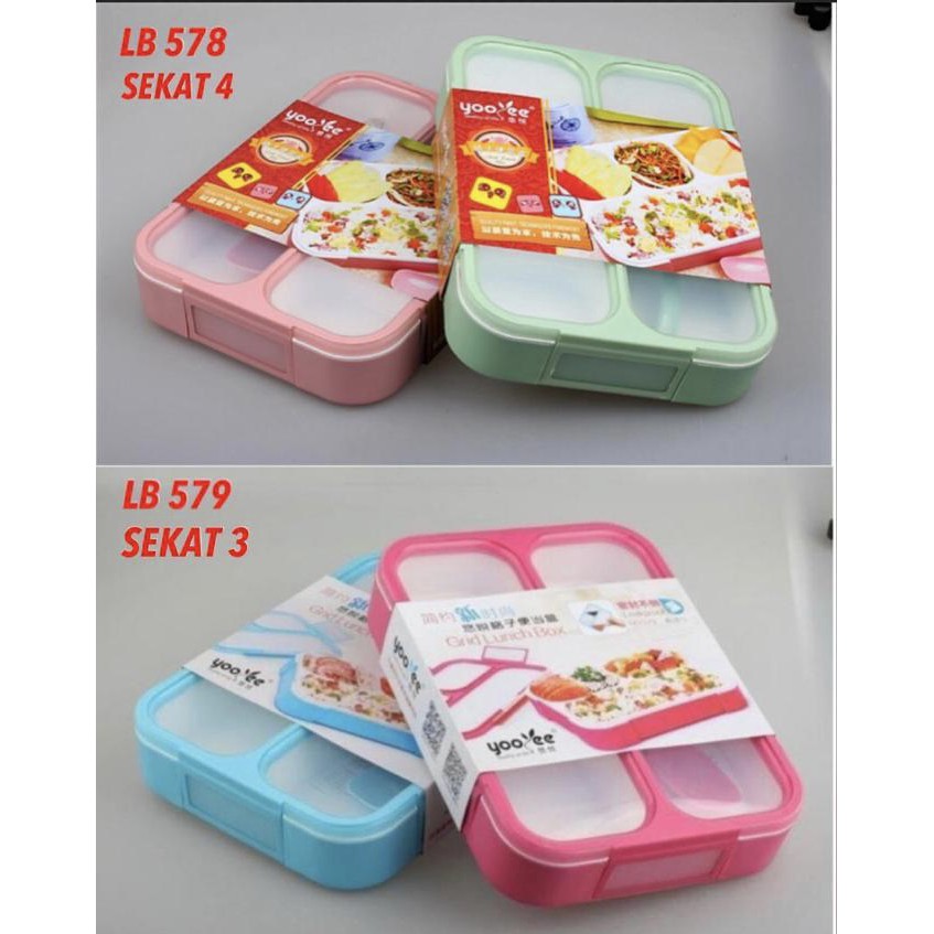 KOTAK MAKAN YOOYEE SEKAT 3 LUNCH BOX SEKAT 4 TAHAN PANAS ANTI BOCOR