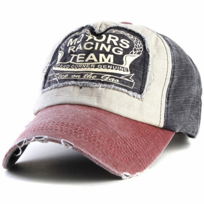 Topi Pria (COD )Topi semi import/topi pria/caps basball - Merah abu, One size(N7A4) Topi Pria Distro