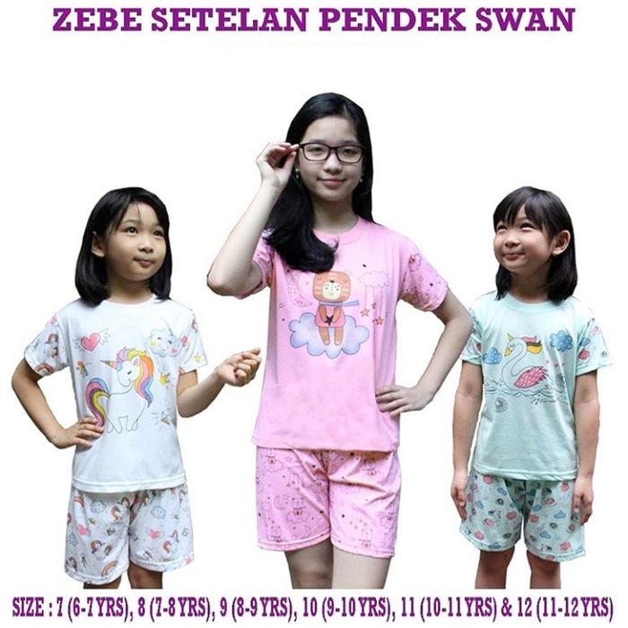 PNB193 SETELAN ANAK KAZEL ZEBE SETELAN PENDEK SWAN EDITION