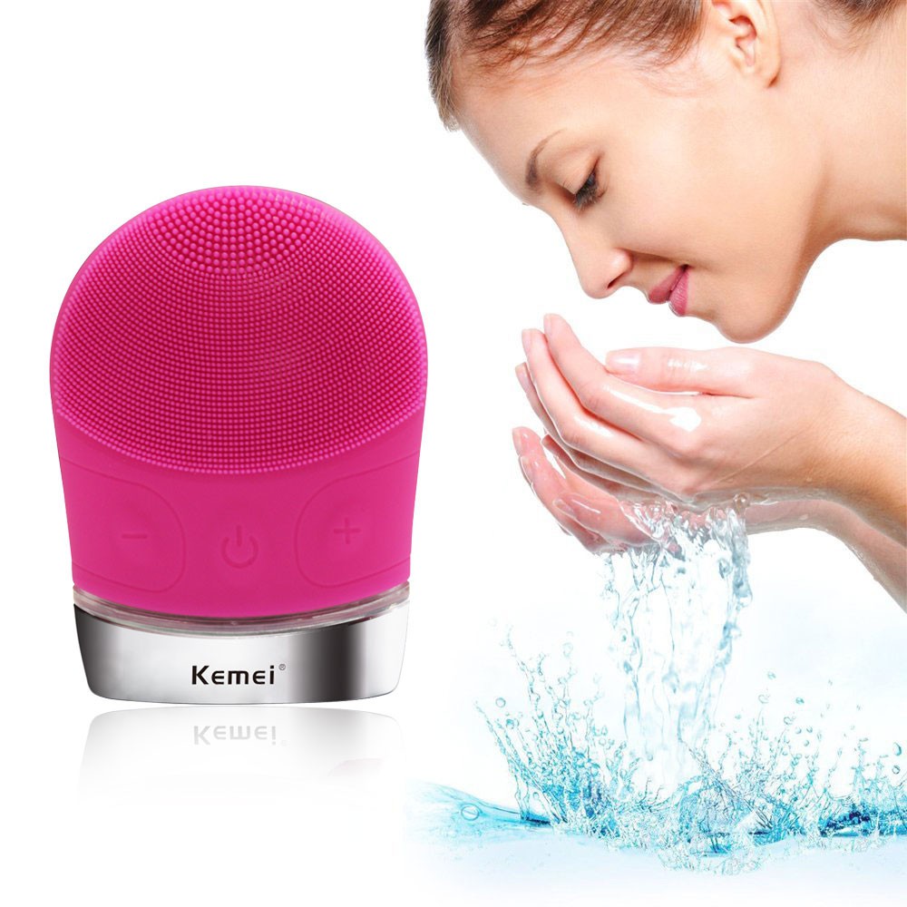 Kemei KM-1069 USB Charging Facial Cleansing Brush Vibrating Skin Care Tool untuk