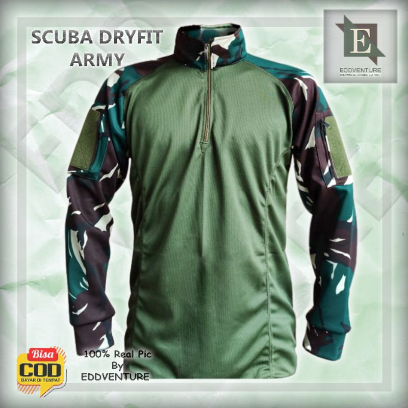 COD Bayar Ditempat Baju Kaos BDU Full Double Dryfit Army TNI TAD Katun Dobel Dry Fit Tebal TNI AD Lengan Panjang Turtle Neck Kerah Tinggi Premium