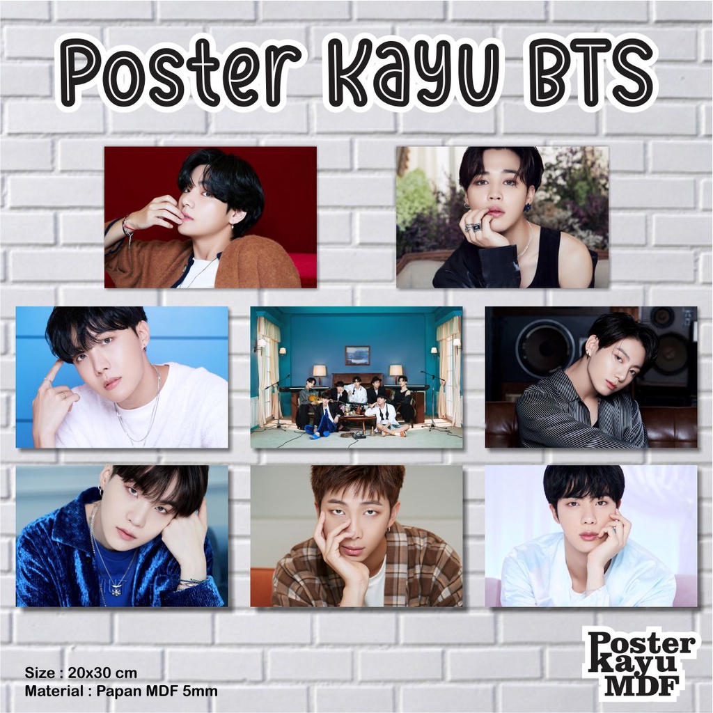 Poster Kayu BTS BE - 20 x 30 CM - Pajangan Dinding, Wall Decor, Hiasan Kamar KPOP BTS Berkualitas