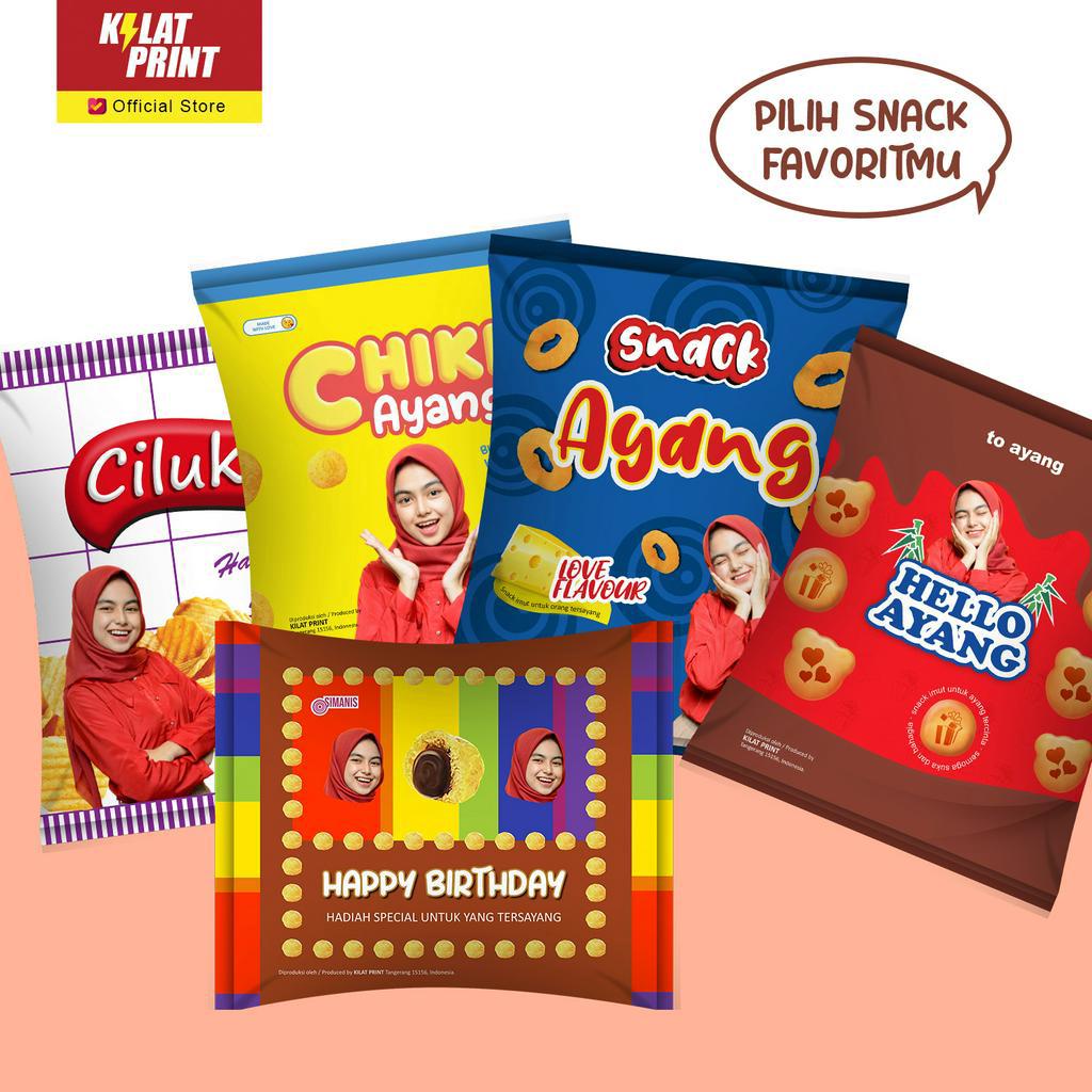 Snack Custom Foto Teks Bungkus Pouch Jumbo Ala Koko Krunch Edition