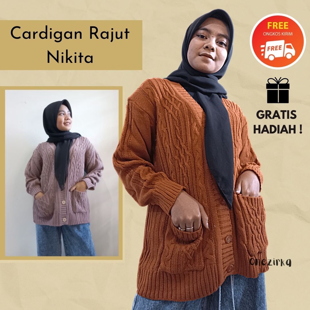 CARDIGAN RAJUT NIKITA CABLE KNITWEAR PREMIUM FASHION OVERSIZE KEKINIAN KOREAN STYLE JUMBO TERBARU