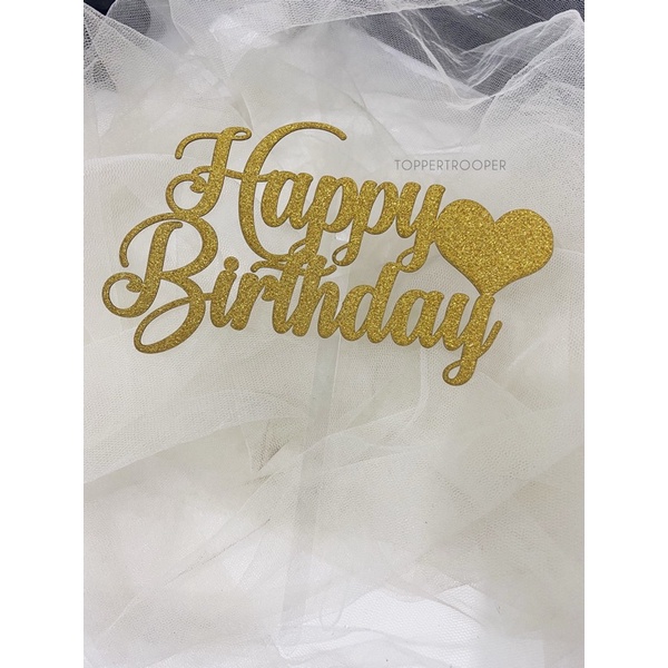 READY Topper Kue/Cake Topper/Tusukan Kue/Hiasan kue Happy Birthday - HBD PAPER GLITTER