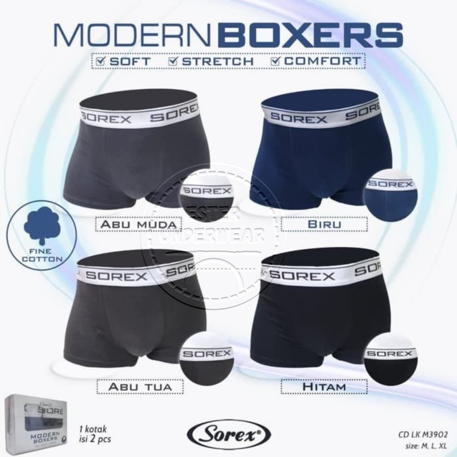 Celana Boxer Pria Sorex Underwear Men SRX 3902 Isi 2 Pcs/Pack