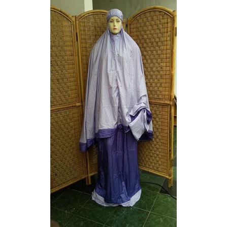 mukena parasut premium putusan ungu muda. dilengkapu tas mukena jumbo dewasa travel