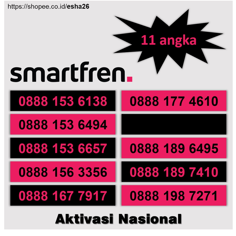 Nomor Cantik 11 Digit Kartu Perdana Smartfren GSM 4G LTE BosKu (Bonus Kuota)