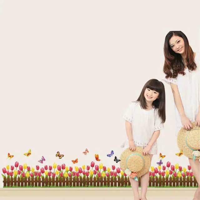 Wall stiker sticker dinding motif pagar bunga tulip