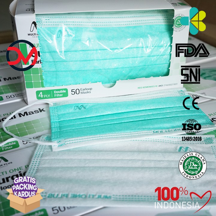 Masker Multi One Plus Surgical 4ply / Masker Medis Earloop 4 ply