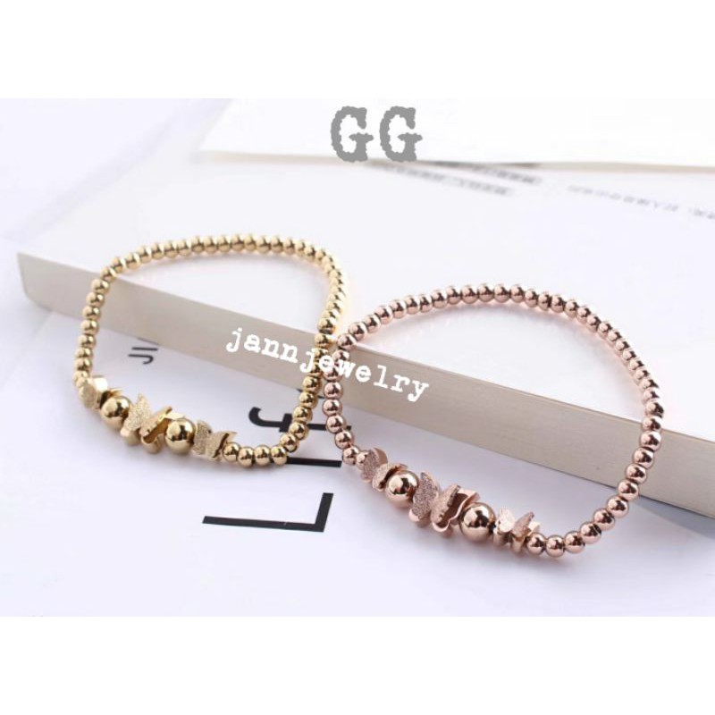 Gelang Tangan Butterfly Titanium Asli Fashion Korea Simple Anti Karat &amp; Alergi