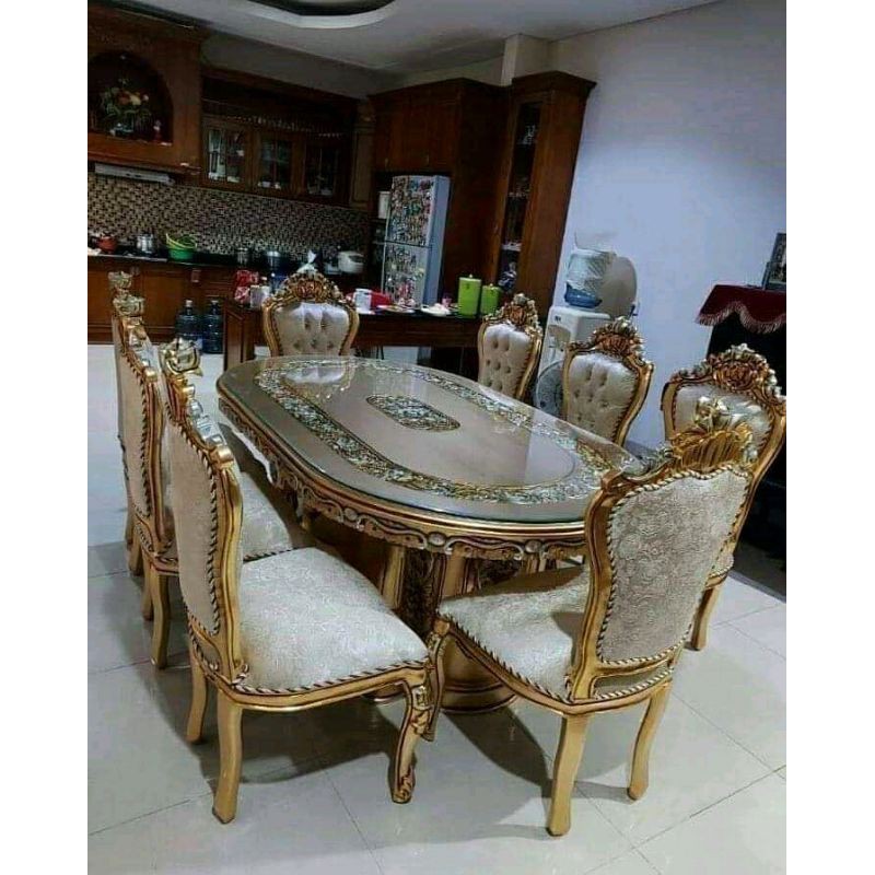 meja kursi makan salina ukir dudukan sofa mewah modern klasik kayu jati gold furniture mebel jepara