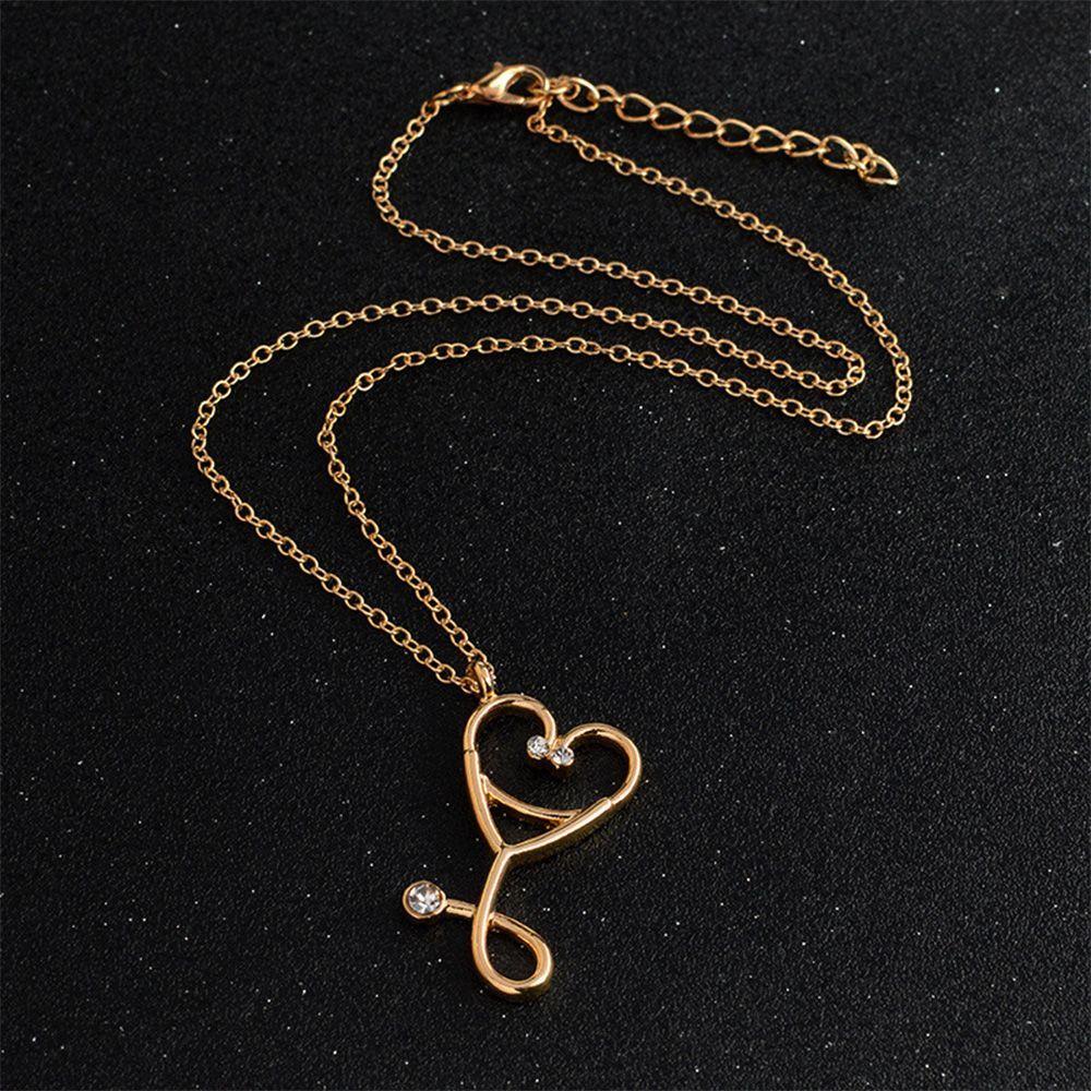 Rebuy Kalung Fashion Cardiogram Wanita Rantai Pesona Stetoskop Dokter
