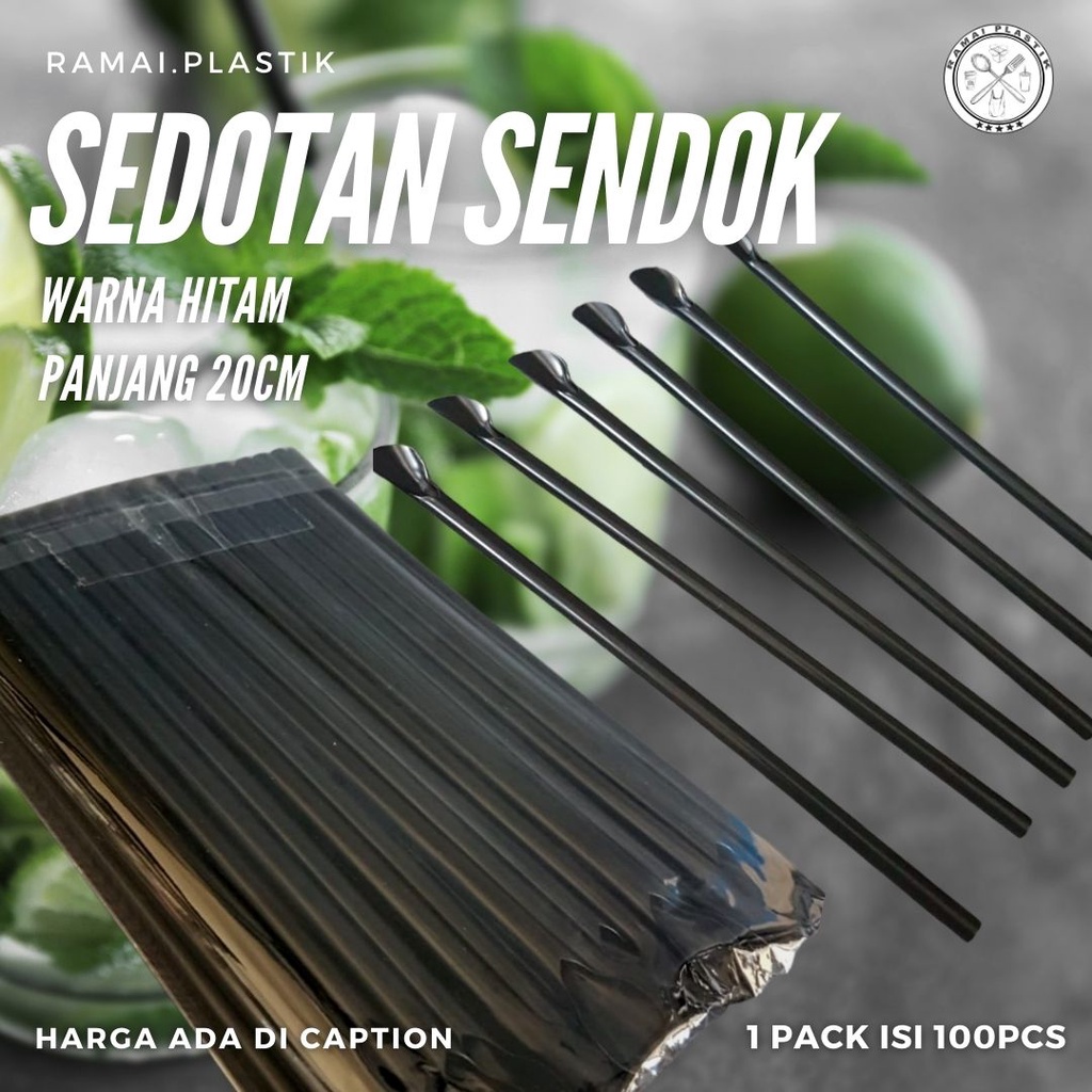 Sedotan sendok plastik (sedotan sekaligus sendok) isi 100pcs