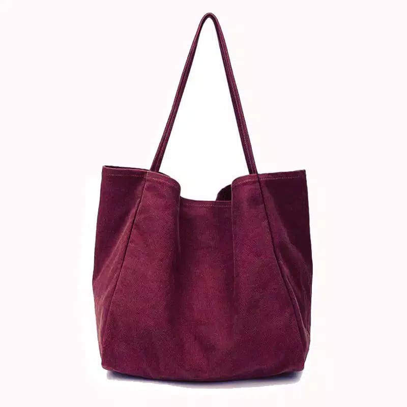 Nudie Bag Maroon Tas Kanvas Selempang Wanita Totebag Besar