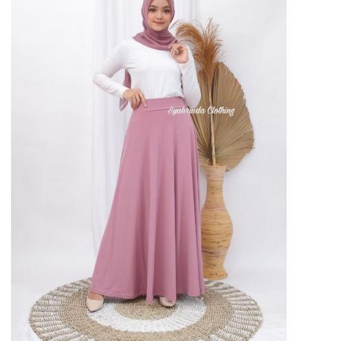 ✬ Rok Panjang Payung Polos Lebar Wanita Jersey Premium Import Rok Lebar Hitam Bawahan Wanita ➩