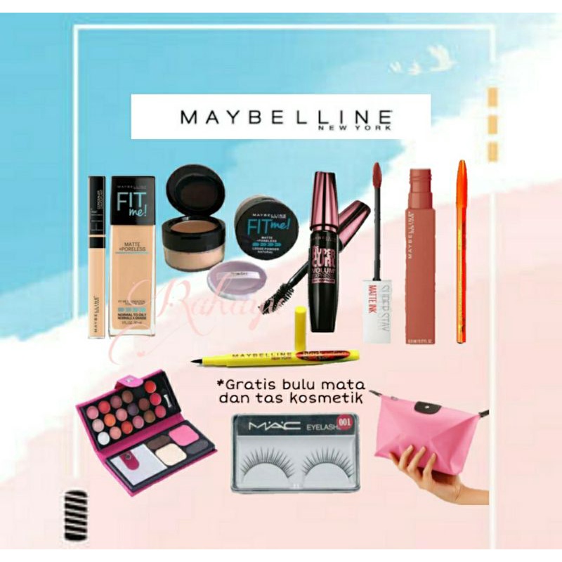 Maybelline - Paket Kosmetik Maybelline Super Lengkap - Paket Make up Maybelline - Set Make up Maybel