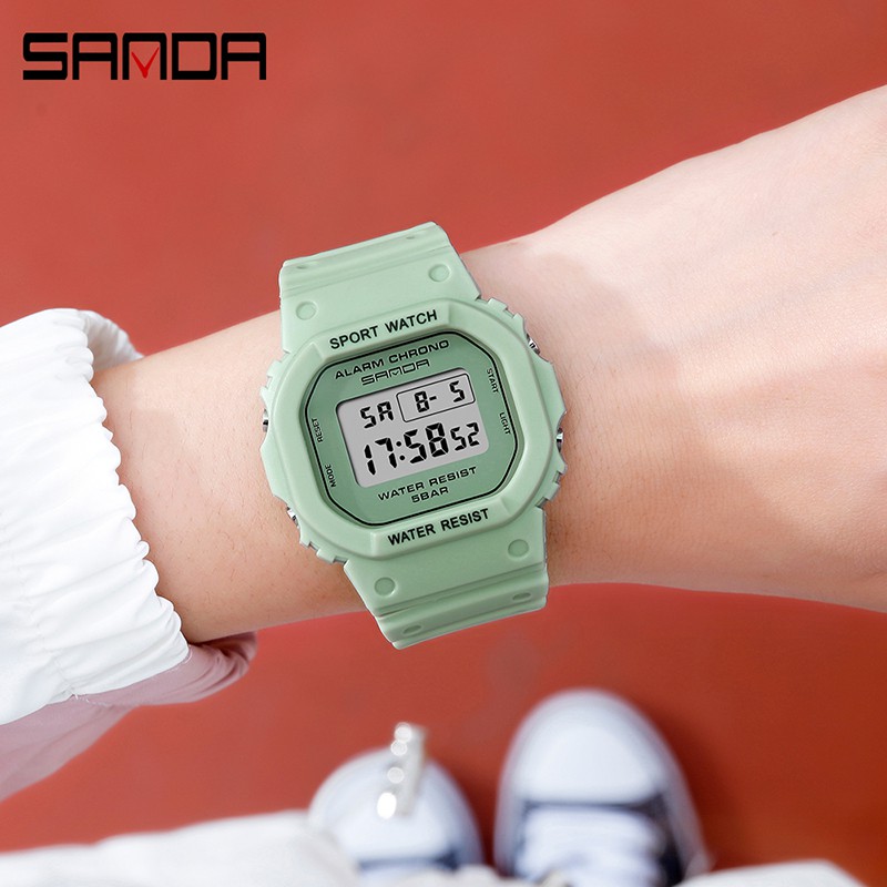 SANDA 293C Jam Tangan Wanita Pria Digital Tali Rubber Chronograph Anti Air WATCHKITE WKOS