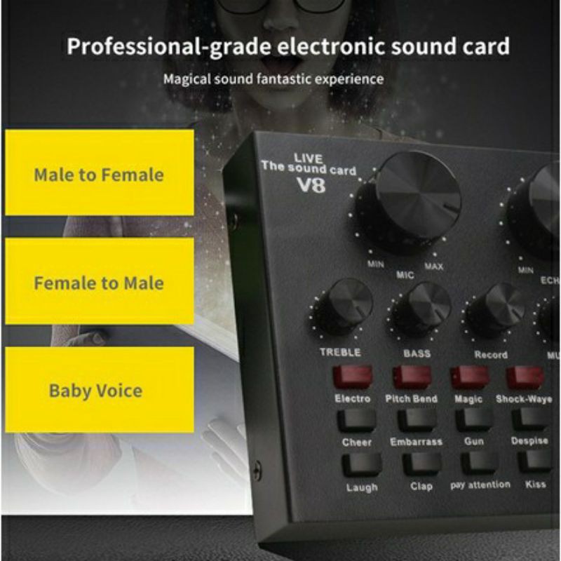 Sound card V8 Mixer Bluetooth SoundCard V8 Audio USB External Soundcard Mysunstore